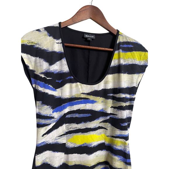 Just Cavalli Abstract Print Bodycon Mini Dress Multi Color Womans 42 - Picture 5 of 8
